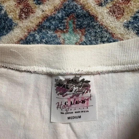 Vintage Aboriginal Tassel Short Sleeve Light Sweatshirt Medium - Picture 3 of 5